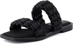 CUSHIONAIRE Women's Vibe braided two band sandal  Memory Foam, Wide Widths Available