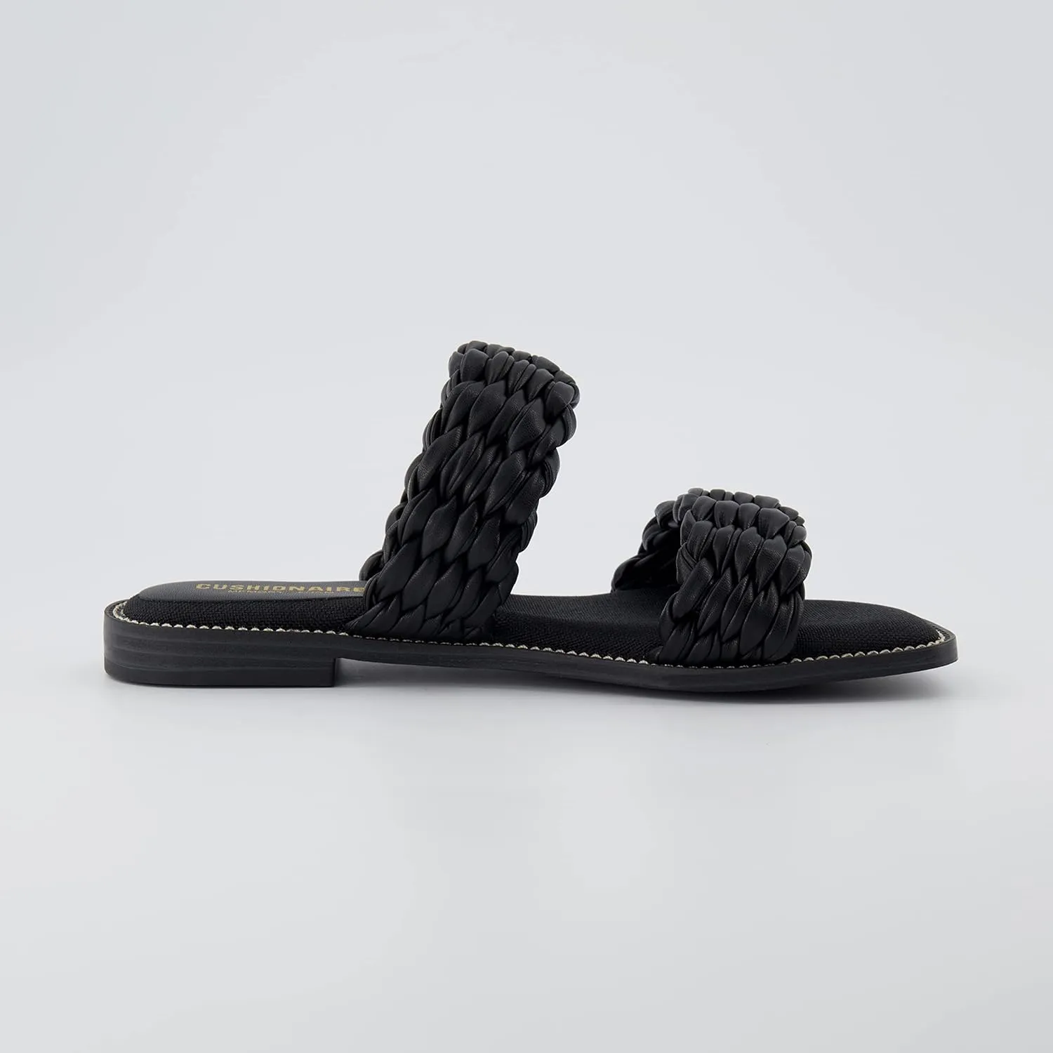 CUSHIONAIRE Women's Vibe braided two band sandal  Memory Foam, Wide Widths Available