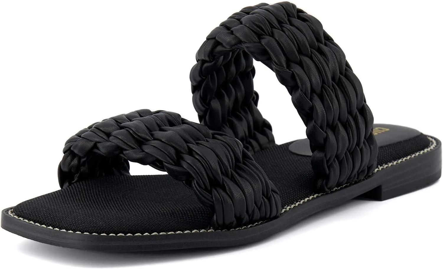 CUSHIONAIRE Women's Vibe braided two band sandal  Memory Foam, Wide Widths Available