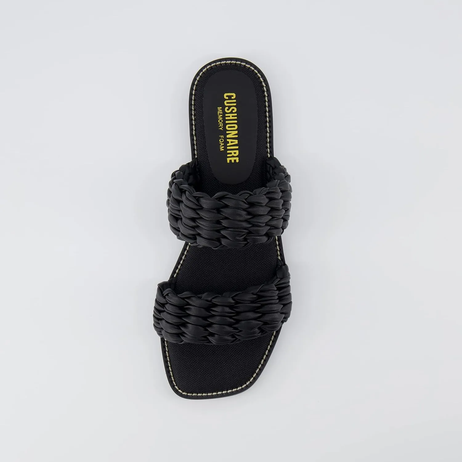 CUSHIONAIRE Women's Vibe braided two band sandal  Memory Foam, Wide Widths Available