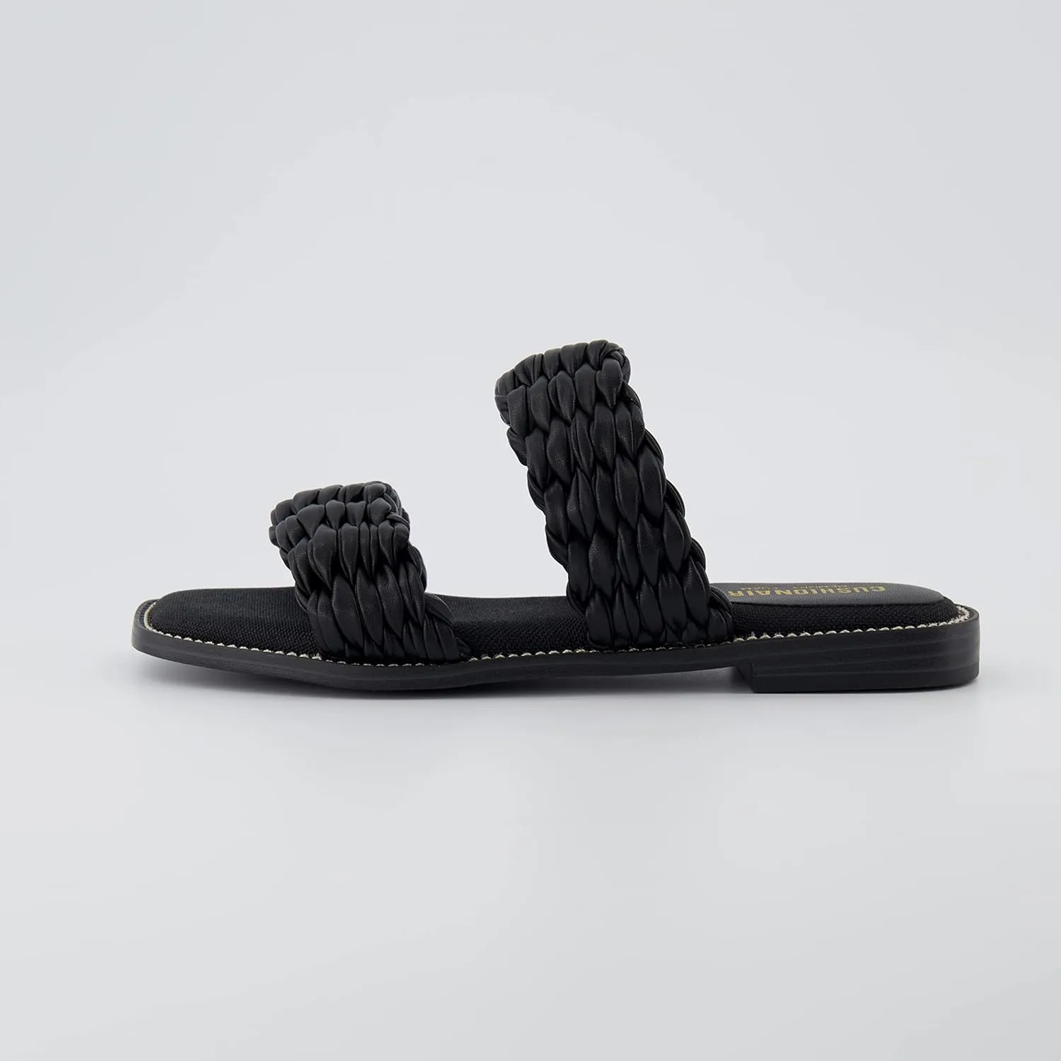 CUSHIONAIRE Women's Vibe braided two band sandal  Memory Foam, Wide Widths Available