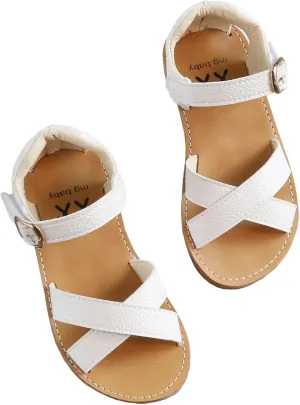 DADAWEN Girl's Summer Water Sandals Strappy Comfort Soft Flat Sandal (Toddler/Little Kid)