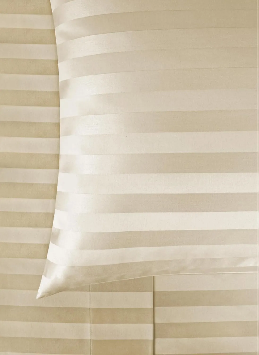Damask Stripe Queen Size 4 Piece Bed Sheet Set and 1 Piece Duvet Cover (Fitted Sheet Fits Upto 17 inch Deep Pocket) 1000 Thread Count 100% Egyptian Cotton 5 PC Damask Sheets - Beige