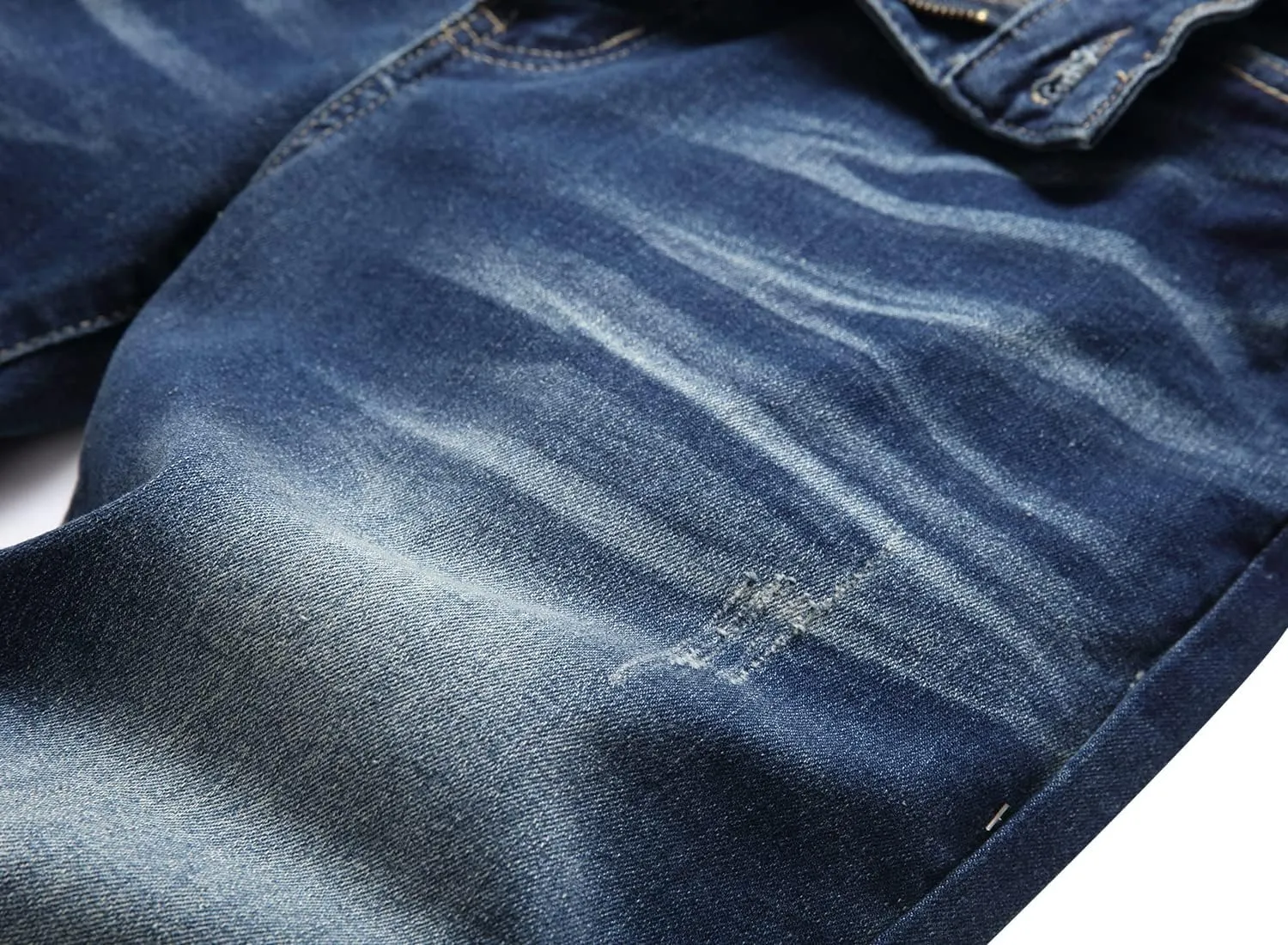 DANT BULUN Men's Ripped Distressed Destroyed Slim Fit Straight Leg Denim Jeans