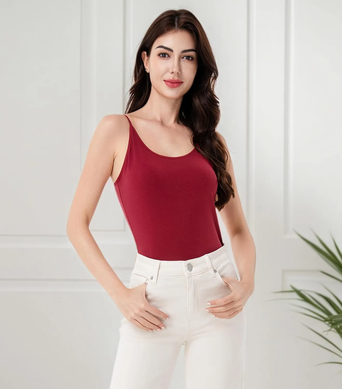 DAVID ARCHY Cotton Camisoles for Women, Airy Soft Comfortable Adjustable Spaghetti Strap 3 Pack