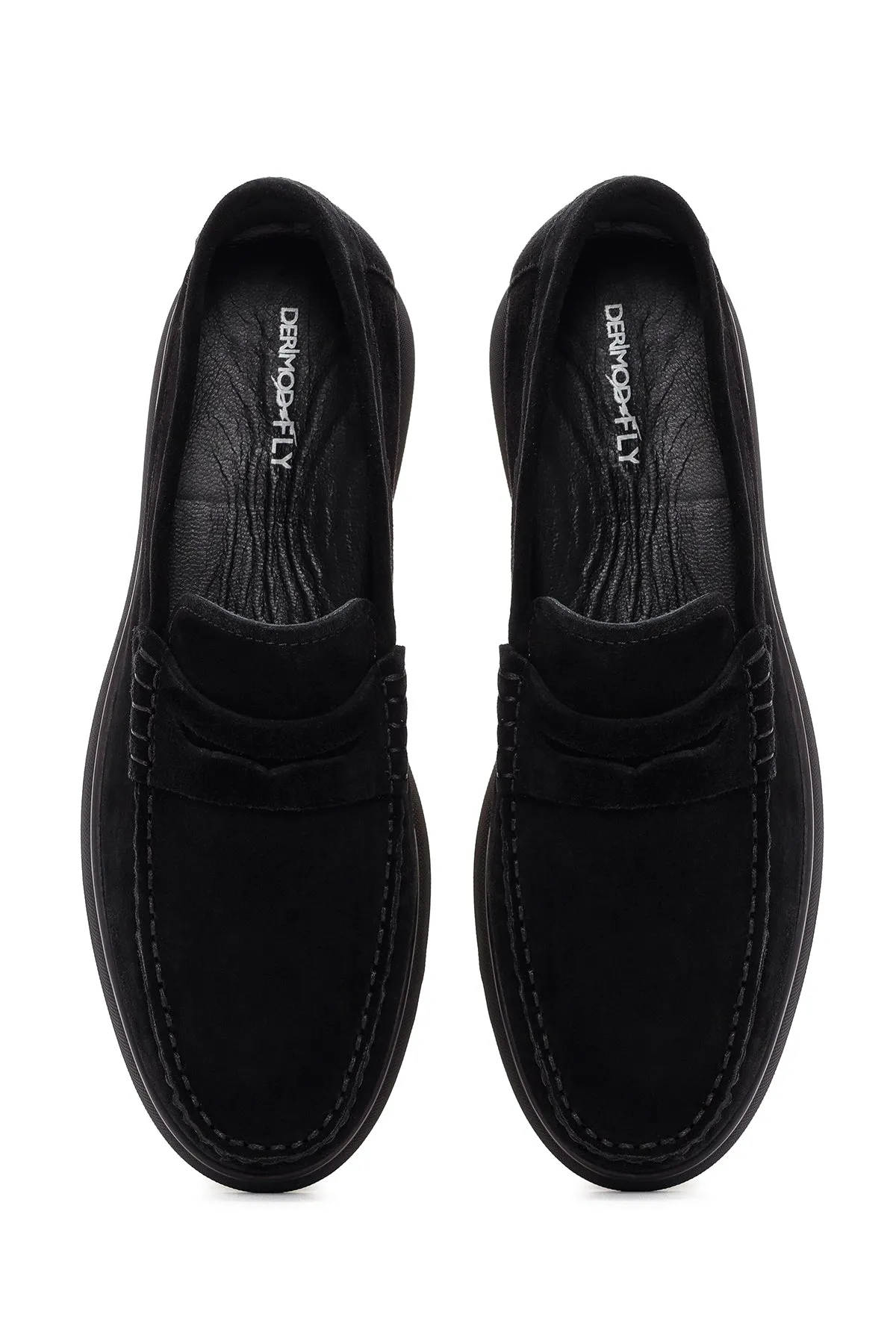 Derimod Fly Erkek Siyah Süet Deri Casual Loafer