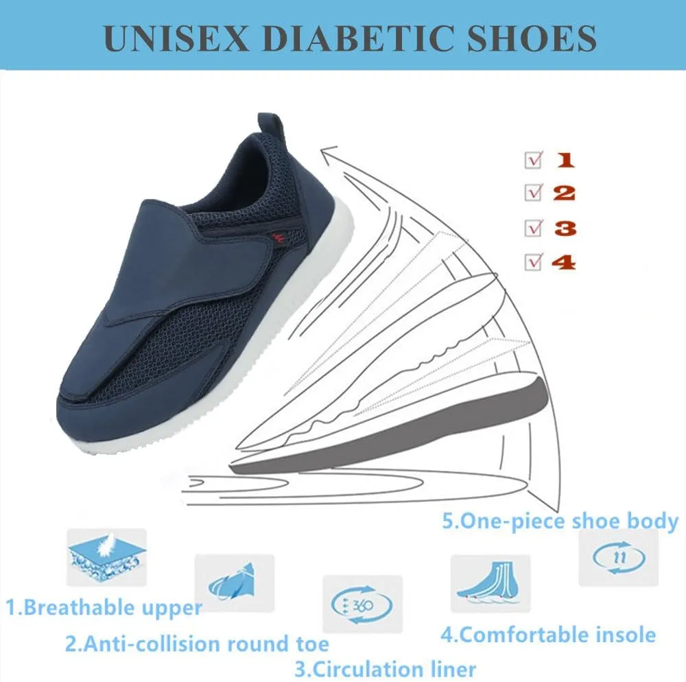 Diabetic Shoes for Women Extra Wide Adjustable Walking Shoes Slip-on Shoes for Swollen Feet for Elderly Soft Reduce Pain Caused by Friction Blue (8)