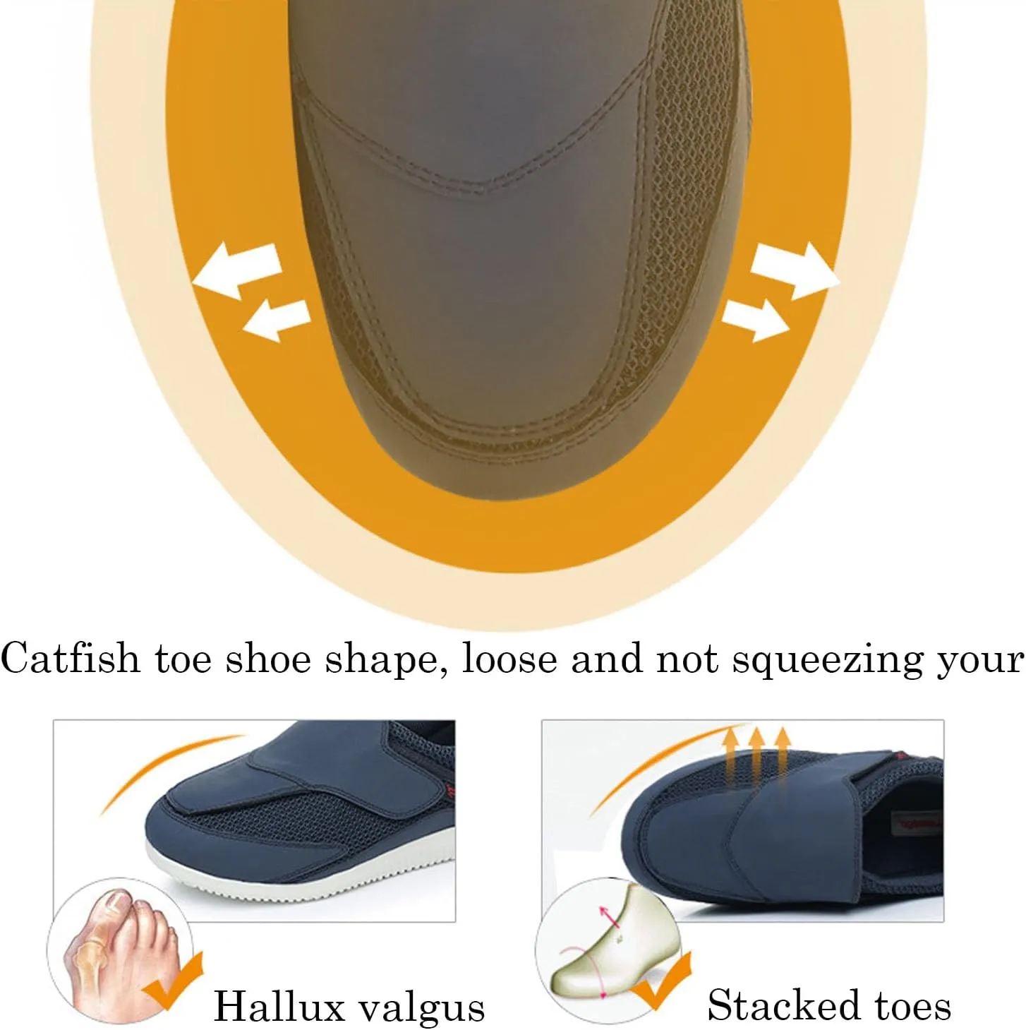 Diabetic Shoes for Women Extra Wide Adjustable Walking Shoes Slip-on Shoes for Swollen Feet for Elderly Soft Reduce Pain Caused by Friction Blue (8)