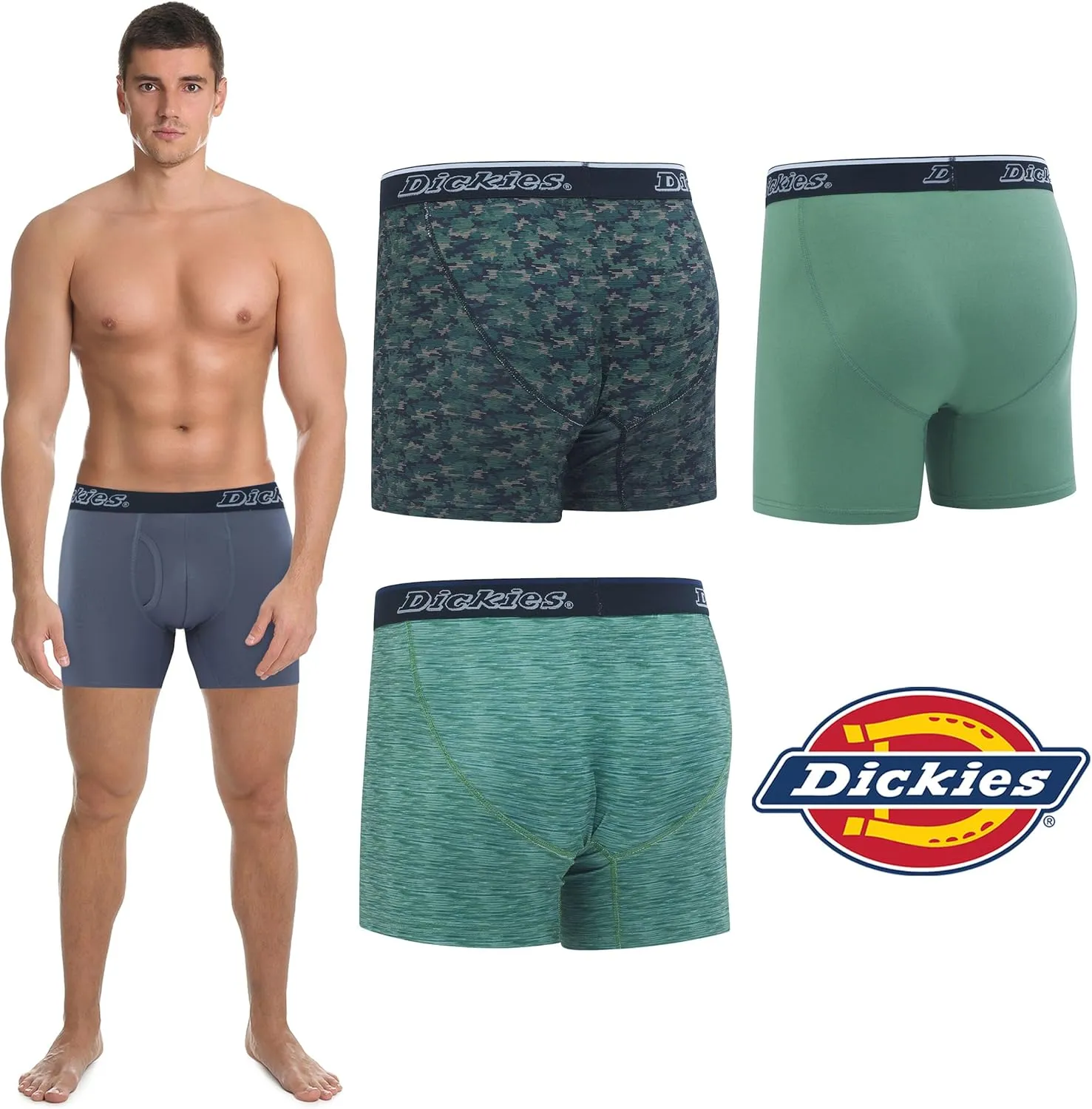 Dickies Mens Underwear 4 Pack Microfiber boxer briefs for men