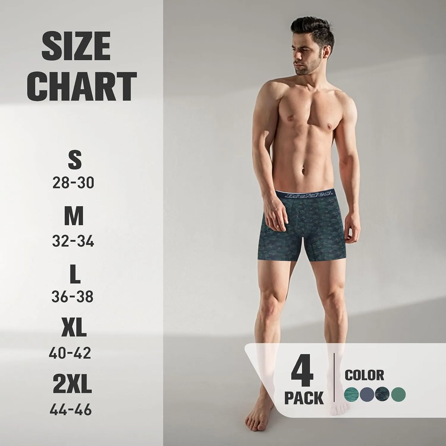 Dickies Mens Underwear 4 Pack Microfiber boxer briefs for men