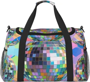 Disco Ball Pattern Travel Duffel Bag Lightweight Waterproof Carry On Tote Bag Foldable Weekender Overnight Bags Sport Gym Bag For Women Men