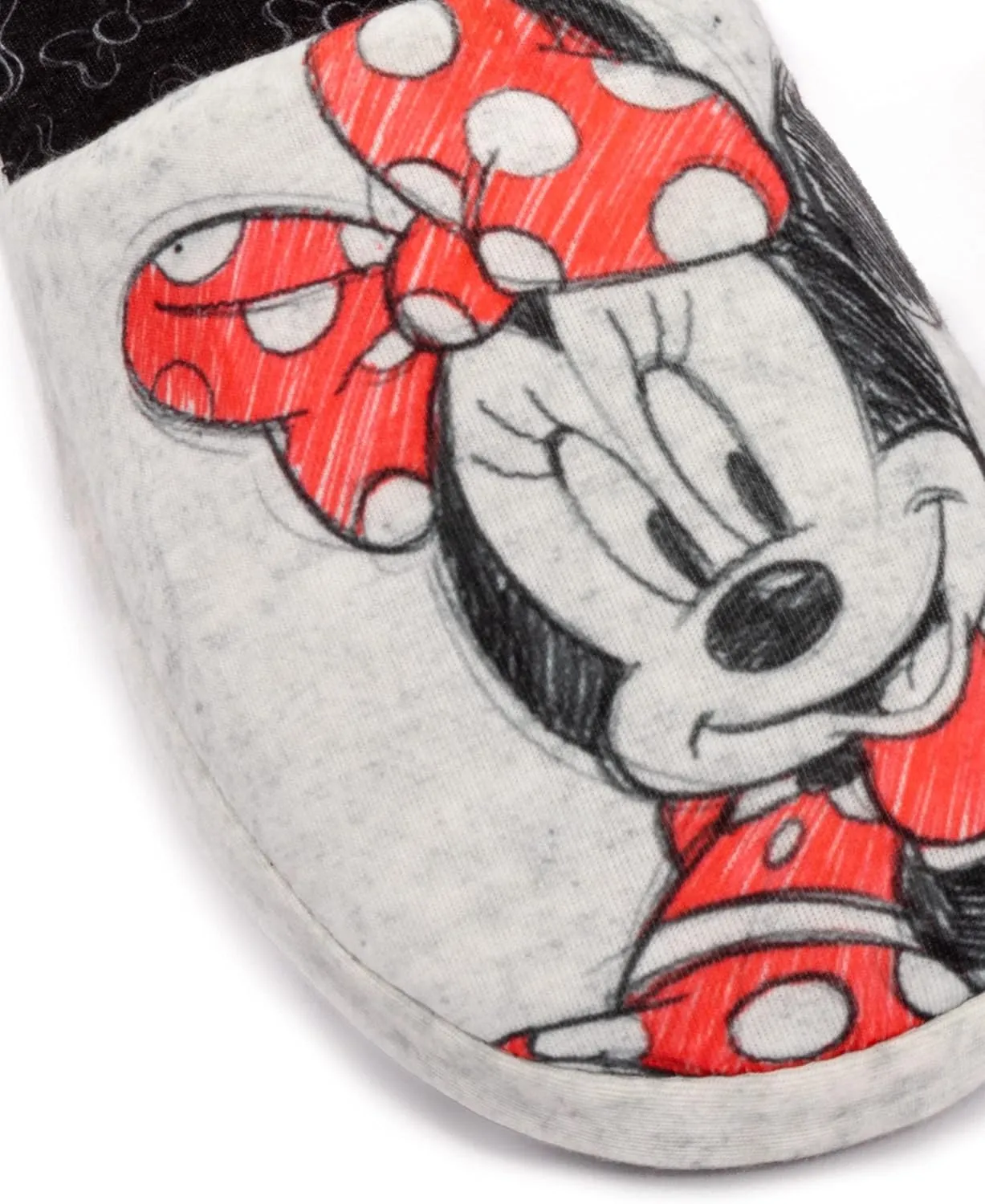 Disney Minnie Mouse Slippers Womens Slip-On Grey House Shoes