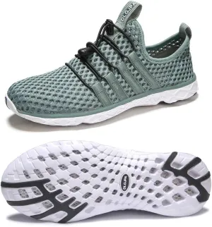 DLGJPA Men's Lightweight Quick Drying Water Shoes for Beach or Water Sports Slip On Walking Shoes Green 12