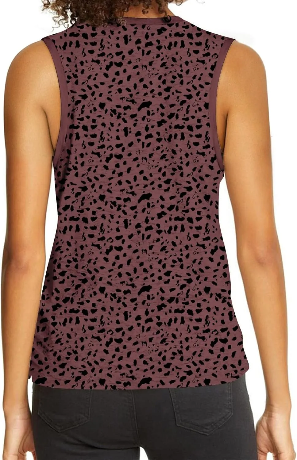 Dokotoo Womens Leopard Print Tank Tops Crewneck Sleeveless Summer Casual T-Shirts Blouses