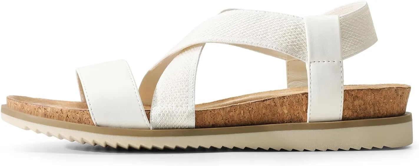 DREAM PAIRS Women's Comfortable Low Wedge Sandals, Open Toe Slip On Strappy Flat Sandals Light-weight Summer Shoes