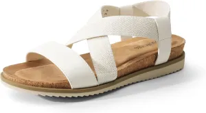 DREAM PAIRS Women's Comfortable Low Wedge Sandals, Open Toe Slip On Strappy Flat Sandals Light-weight Summer Shoes