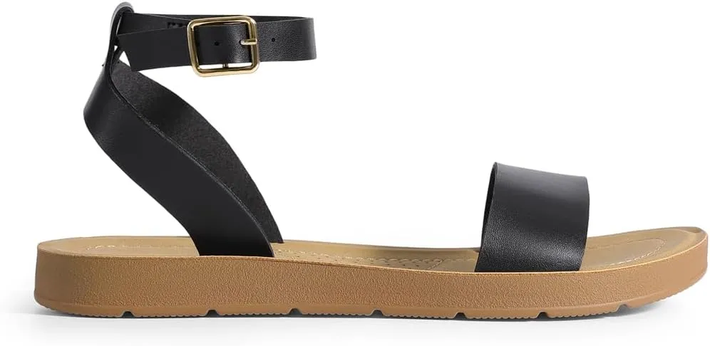 DREAM PAIRS Women’s One Band Ankle Strap Buckle Flat Sandals