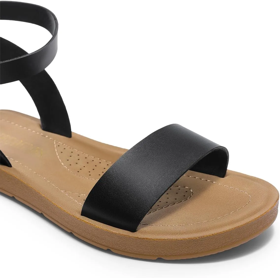 DREAM PAIRS Women’s One Band Ankle Strap Buckle Flat Sandals