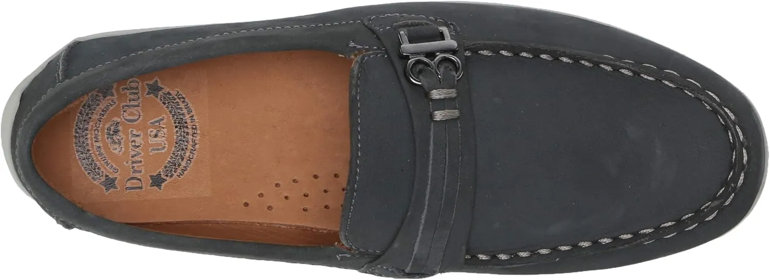 Driver Club USA Unisex-Child Boys/Girls Leather Fashion Luxury Driving Loafer with Rope Anchor Detail