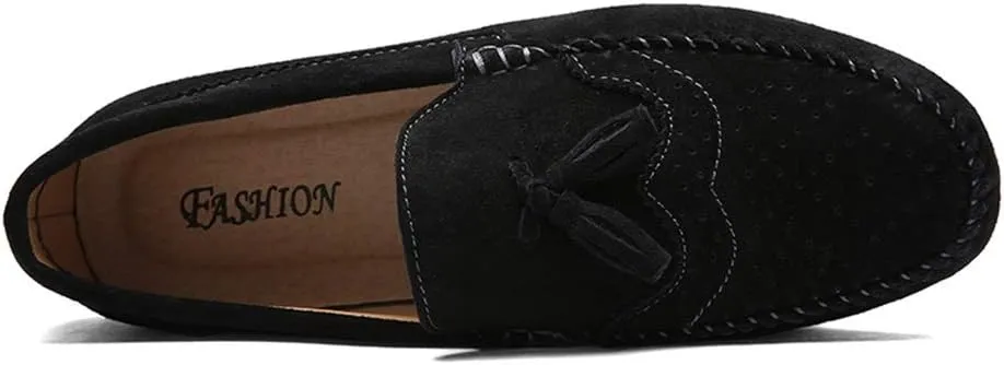 Driving Loafer for Men Boat Moccasins Slip On Style Pigskin Leather Classic Fringe Breathable Solid Color
