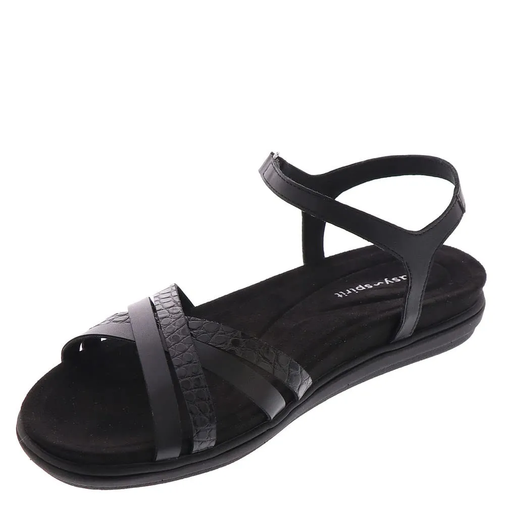Easy Spirit Women's DOTTLE3 Flat Sandal, Black 001, 6.5