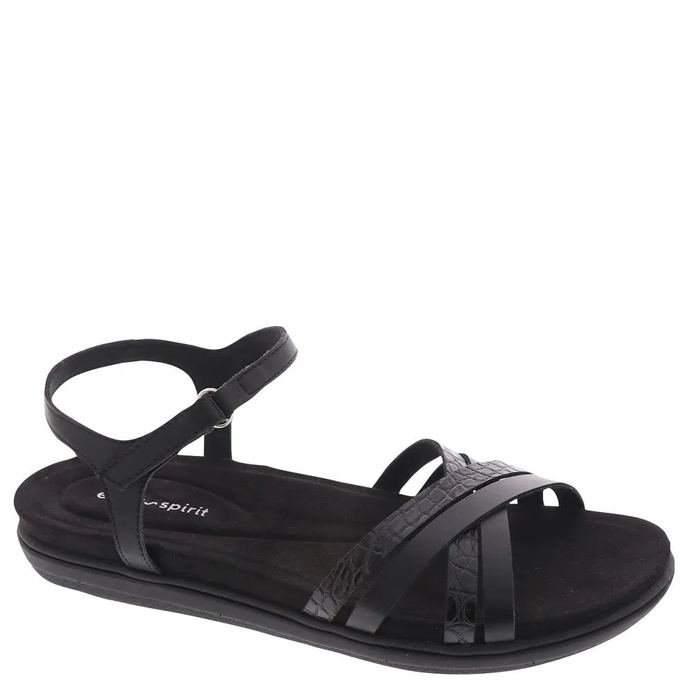 Easy Spirit Women's DOTTLE3 Flat Sandal, Black 001, 6.5