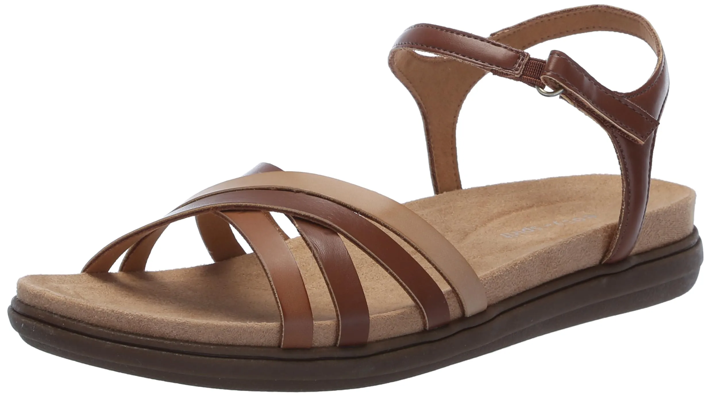 Easy Spirit Women's Dottle3 Flat Sandal, Medium Brown Multi, 12