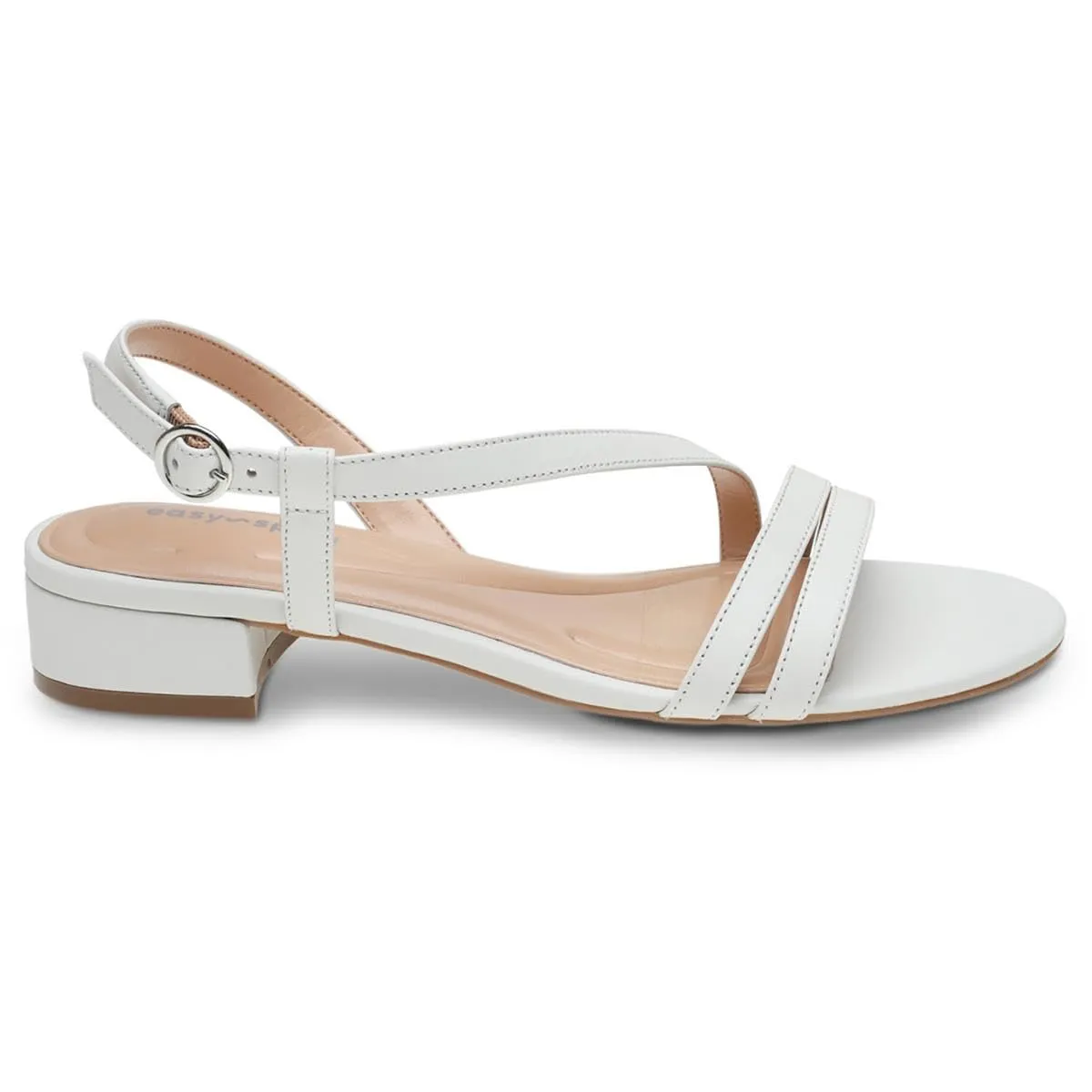Easy Spirit Women's Glenni Heeled Sandal, White Leather, 11 Wide
