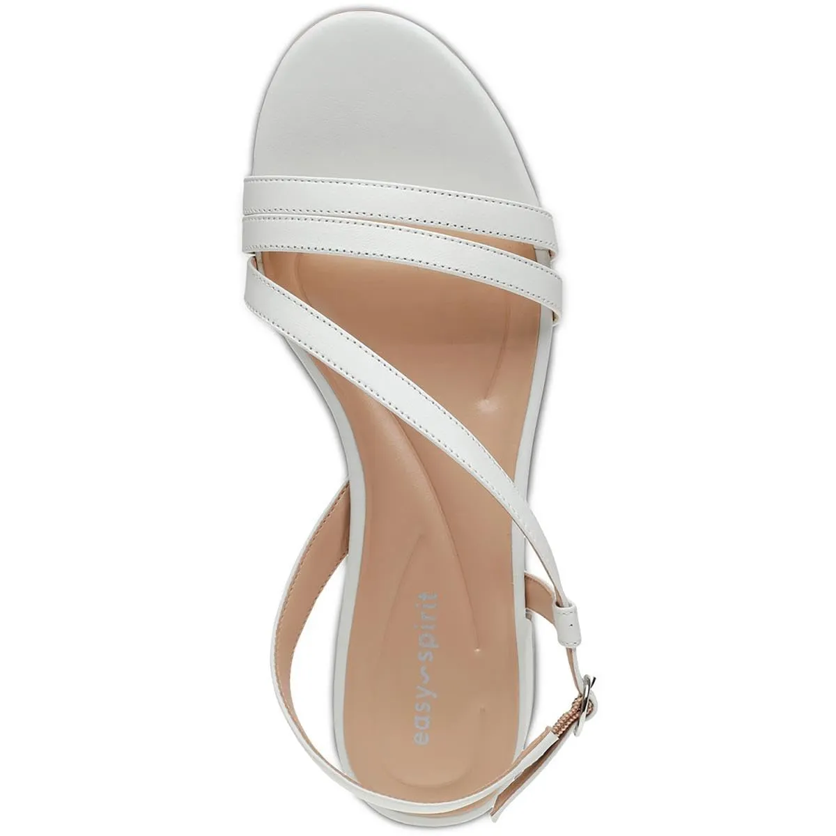 Easy Spirit Women's Glenni Heeled Sandal, White Leather, 11 Wide