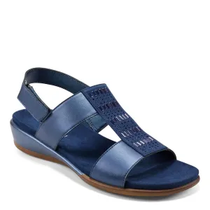 Easy Spirit Women's Hazel Wedge Sandal, Blue 400, 9.5 Wide