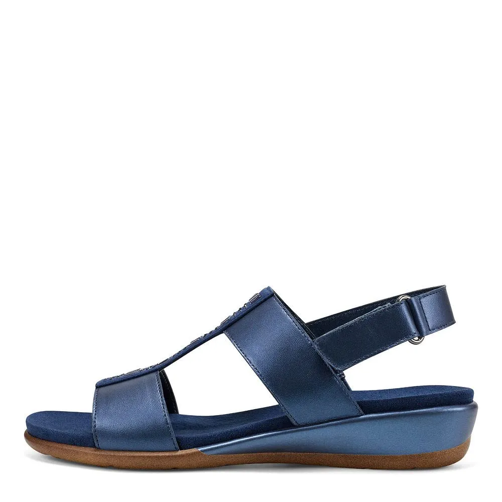 Easy Spirit Women's Hazel Wedge Sandal, Blue 400, 9.5 Wide