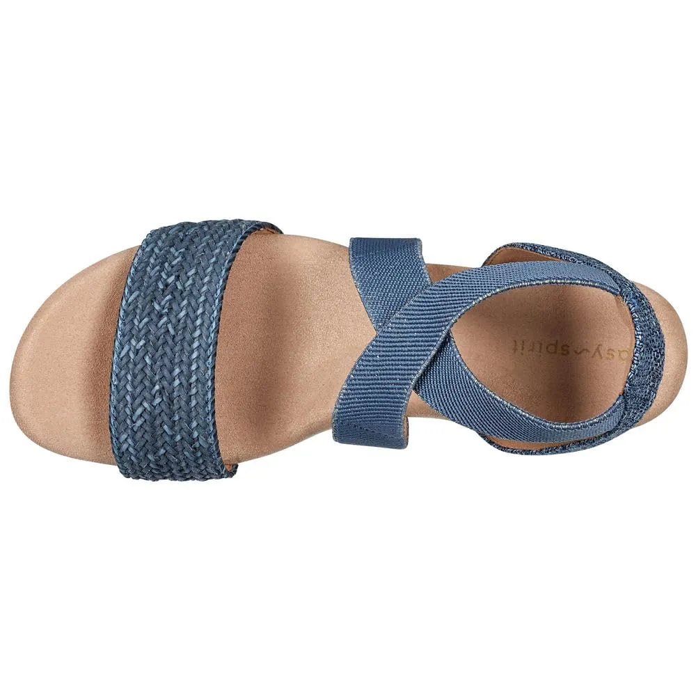 Easy Spirit Women's Lorena Wedge Sandal, Blue/Gold Multi, 11