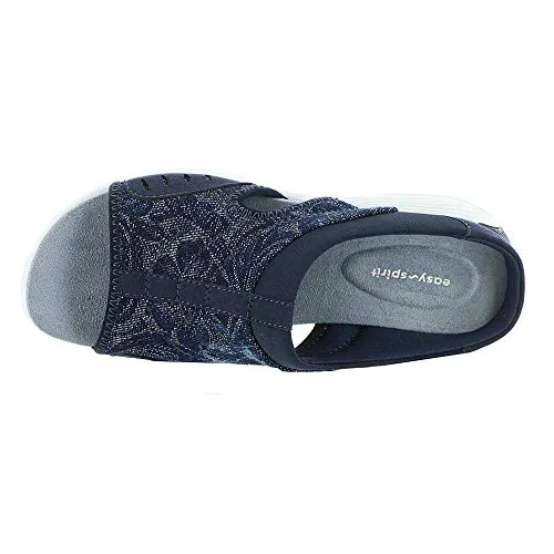 Easy Spirit Women's Traciee2 Flat Sandal, Navy-Blue-Floral, 7.5