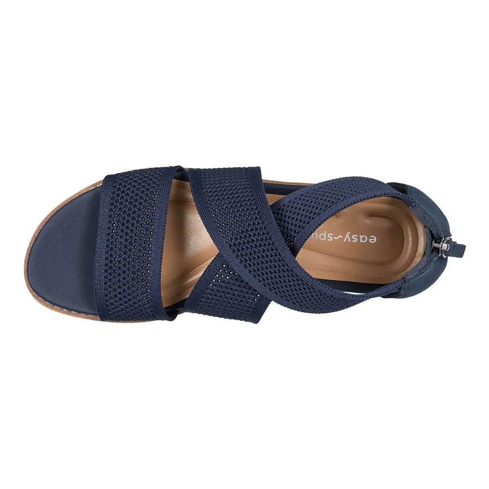 Easy Spirit Women's Wander2 Flat Sandal, Navy, 9 Wide