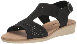Easy Street Women's Alba Wedge Sandal, Black, 7