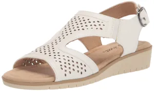 Easy Street Women's Alba Wedge Sandal, White, 8.5 Wide