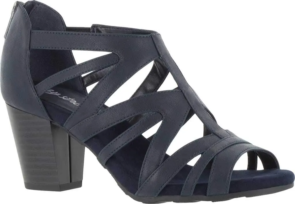 Easy Street Women's Amaze Heeled Sandal, Navy, 6.5 X-Wide