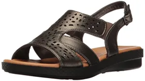 Easy Street Women's Bolt Flat Sandal, Pewter, 8.5