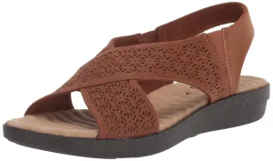 Easy Street Women's Claudia Wedge Sandal, Tan, 7.5