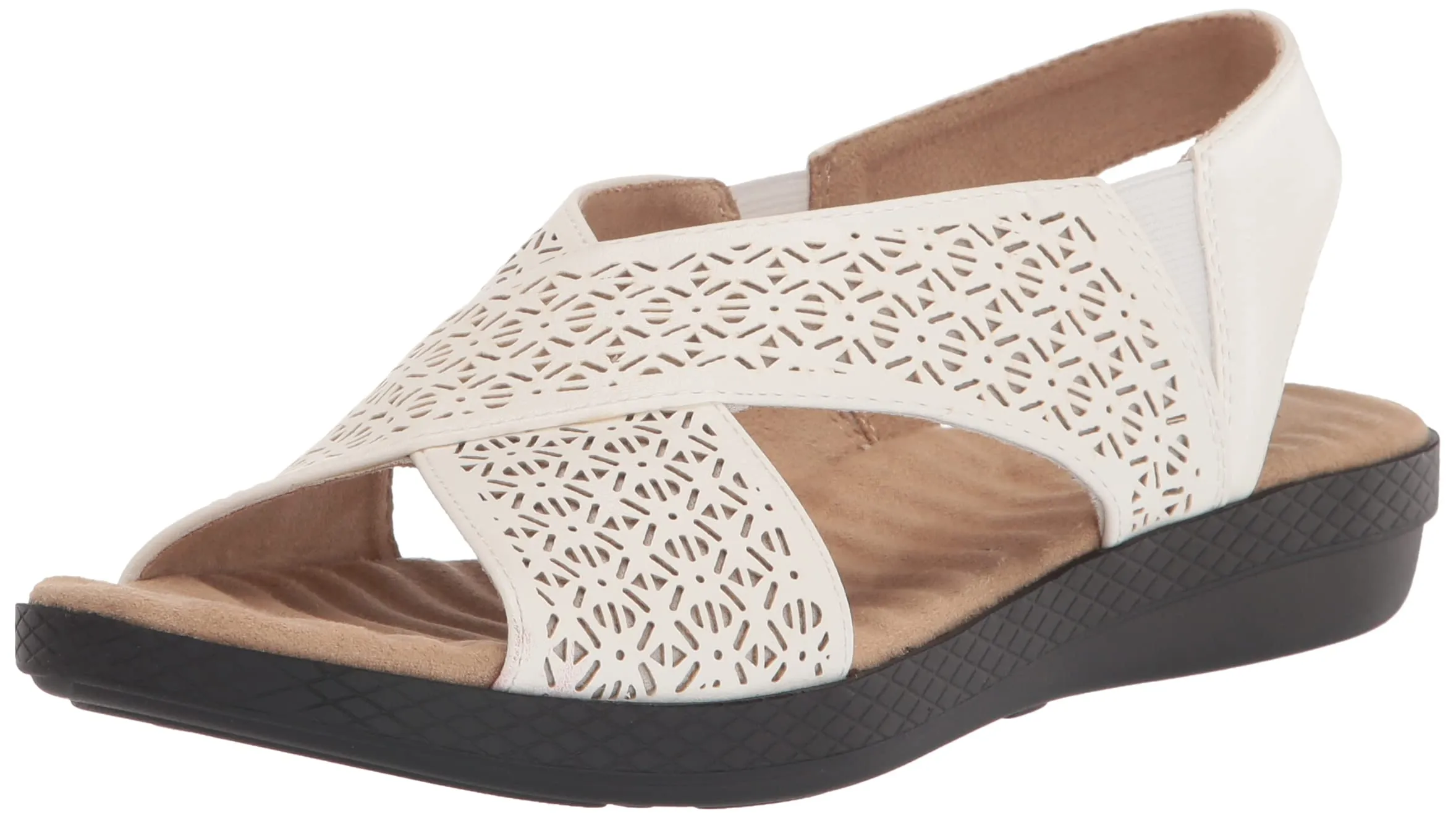Easy Street Women's Claudia Wedge Sandal, White, 10 Wide