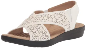 Easy Street Women's Claudia Wedge Sandal, White, 9.5 Narrow