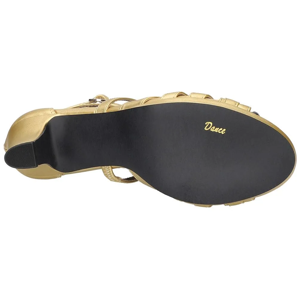 Easy Street Women's Crissa Heeled Sandal, Gold Satin, 7.5 Wide
