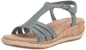 Easy Street Women's Dorinda Wedge Sandal, Blue, 9.5 X-Wide