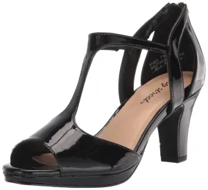 Easy Street Women's Flash Heeled Sandal, Black Patent, 9 Wide