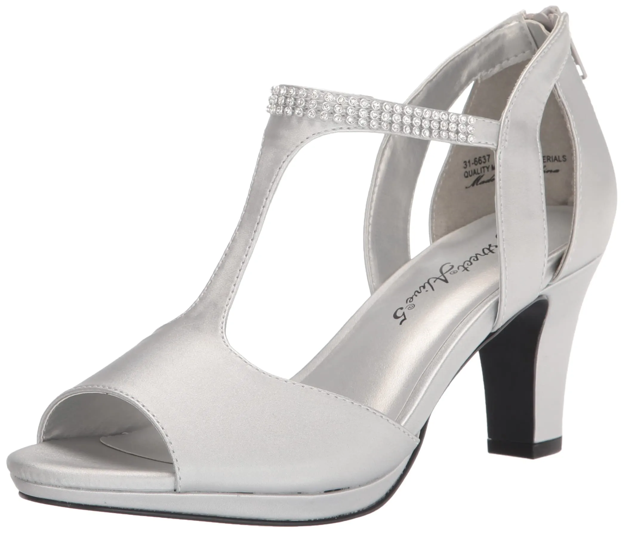 Easy Street Women's Flash Heeled Sandal, Silver Satin, 9