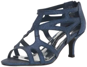 Easy Street Women's Flattery Heeled Sandal, Navy Glitter, 10 Wide