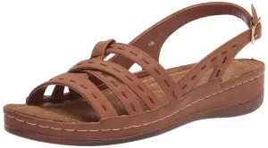 Easy Street Women's Kehlani Flat Sandal, Tan, 8