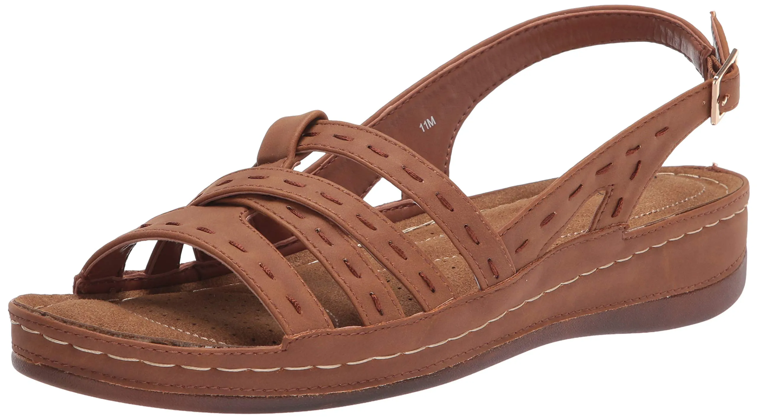 Easy Street Women's Kehlani Flat Sandal, Tan, 8
