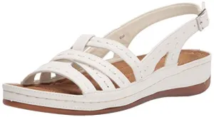 Easy Street Women's Kehlani Wedge Sandal, White, 6
