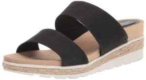 Easy Street Women's Maryann Wedge Sandal, Black Croco, 8.5
